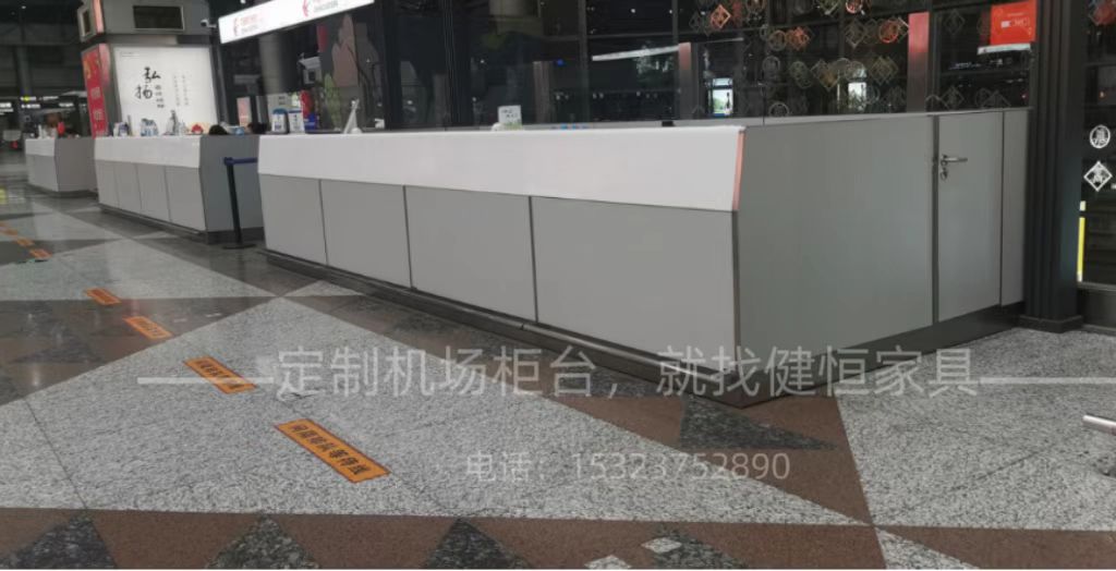 人造石面結合木制框體的航空值機柜臺方案